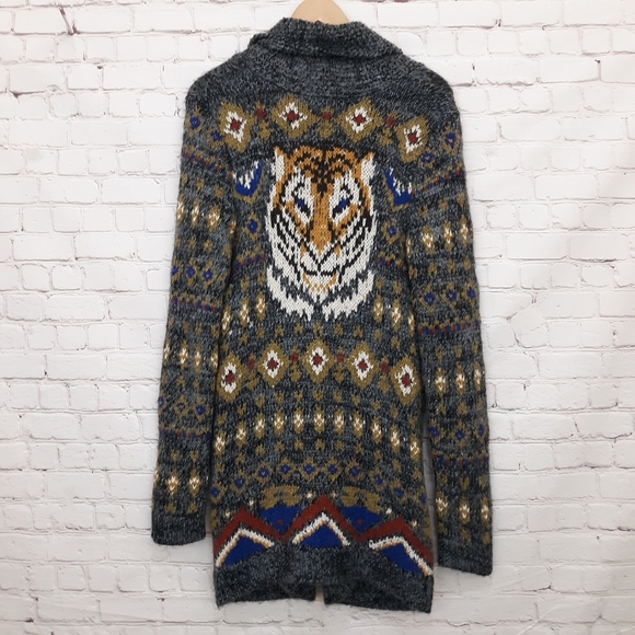 Tiger Sweater Fair Isle Wool Blend 
